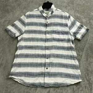 Jeremiah Shirt Mens Large Button Up Short Sleeve Pocket Striped White Blue